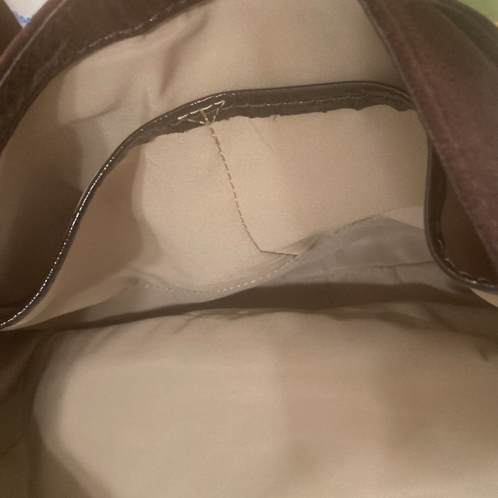 Cole Haan Brown Suede Crossbody
Messenger Bag Purse Patent
Accent Dbl Handle - Picture 9 of 9
